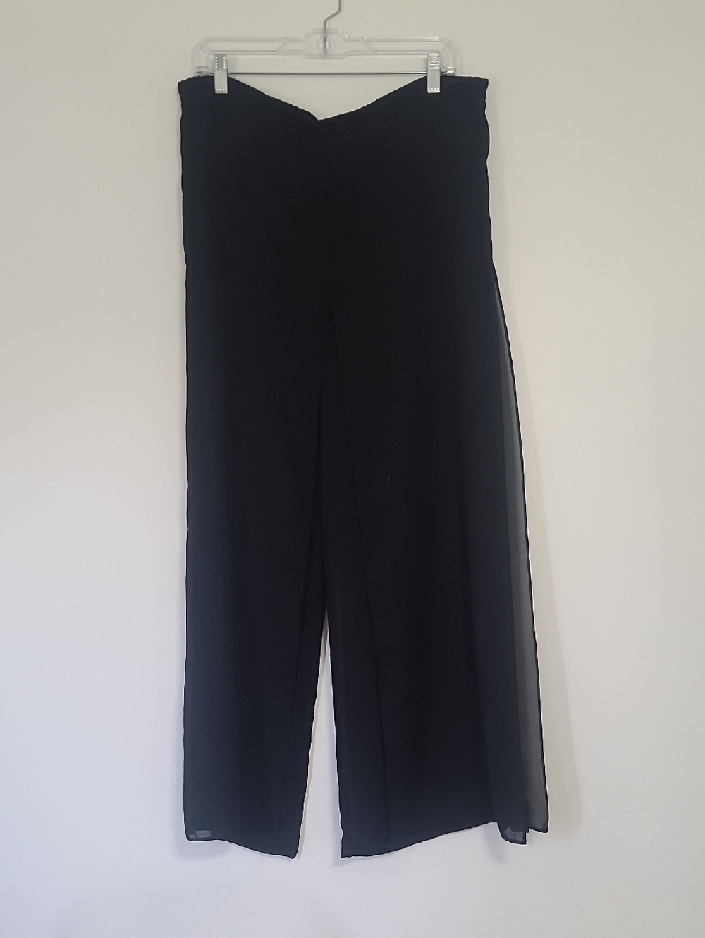 Black Wide Leg Chiffon Overlay Pants